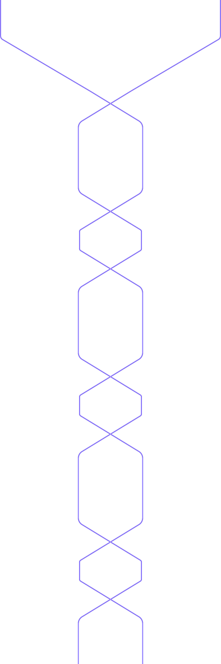 Violet symmetric connected shapes outline.